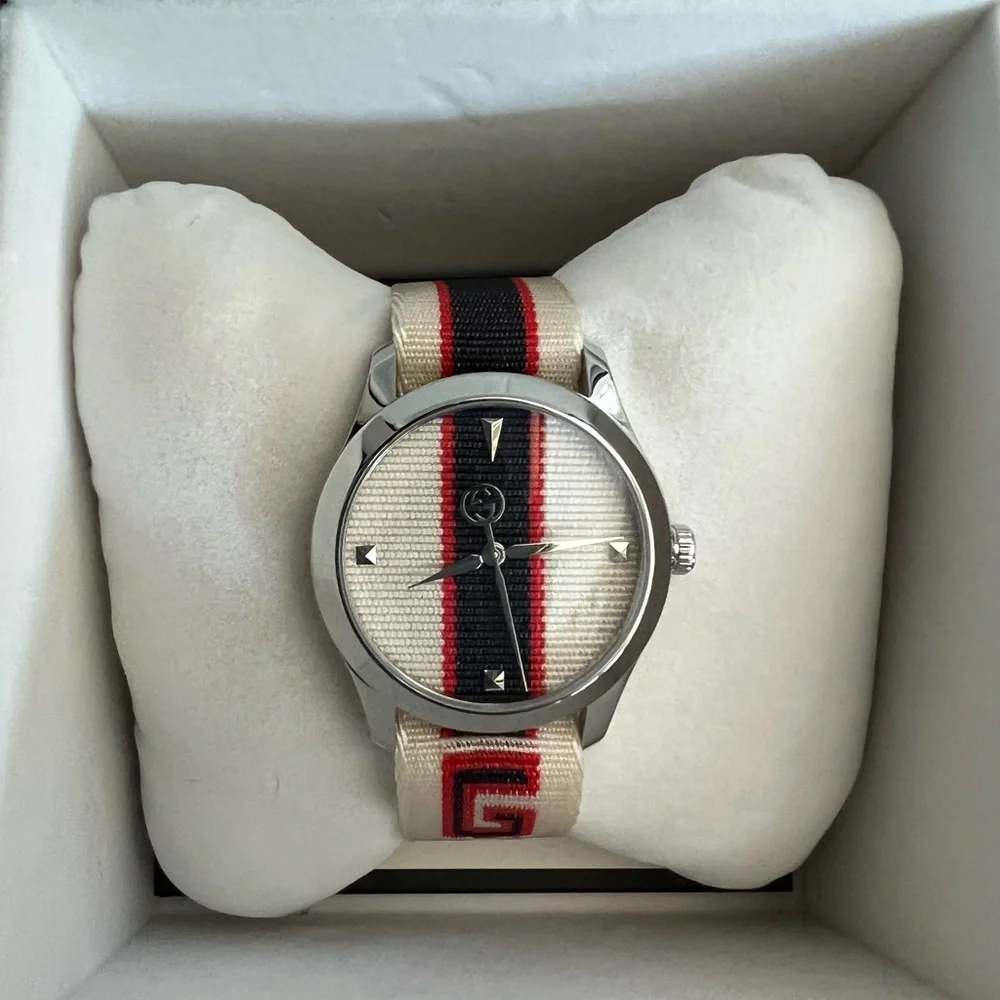 New “GUCCI” G-Timeless White/Red/Blue Dial Unisex Watch - Picture 4 of 8